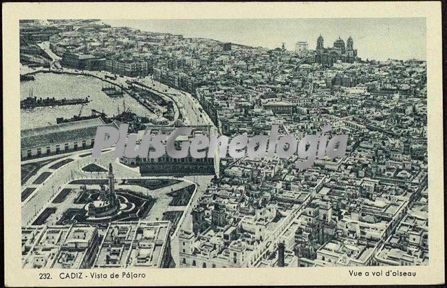 Foto antigua de Vista de p�jaro de la ciudad de C�diz