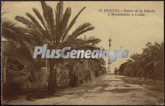 Foto antigua de Paseo de la Rábida y Monumento a Colón (Huelva)