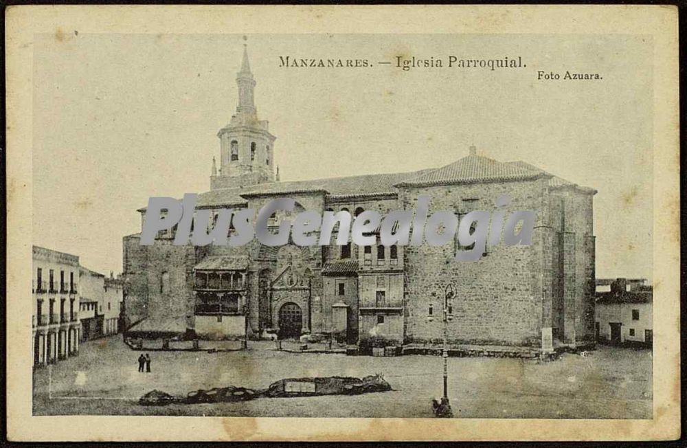 Postal antigua de Iglesia parroquial de Manzanares (Ciudad Real)