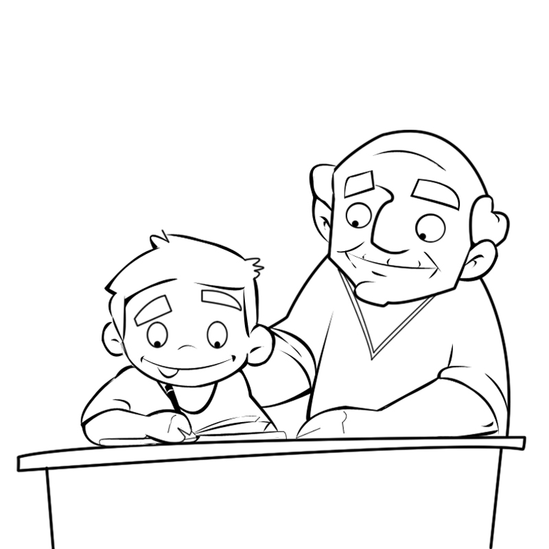 Colorear a un abuelo enseñando a escribir a su nieto. Colorear con ... Colorear a un abuelo enseñando a escribir a su nieto. Colorear con ...