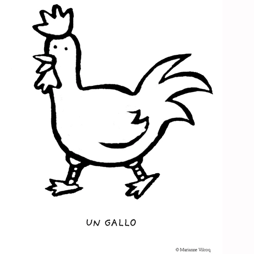 Dibujos con ni&ntilde;os: Colorear un gallo