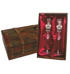 2 copas cava con escudo, estuche de madera