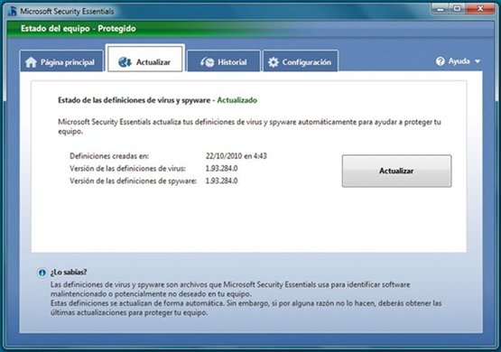 Actualizar Microsoft Security Essential