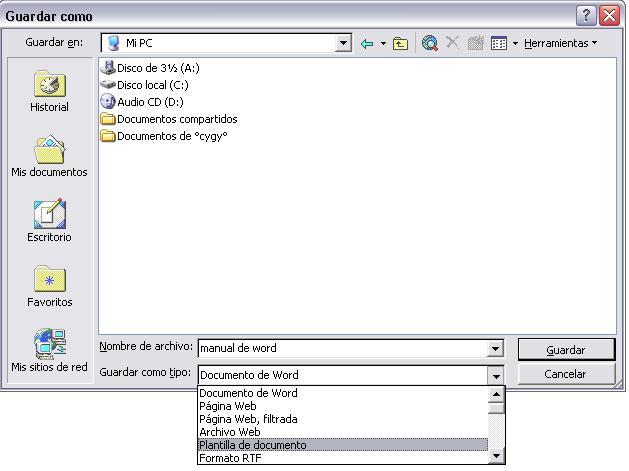 formato para cd en word