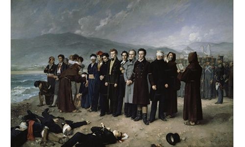 Una obra. un artista: 'Fusilamientos de torrijos y sus compañeros en las playas de Málaga', museo del prado, Madrid