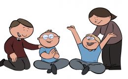 Jubilados voluntarios con niños discapacitados