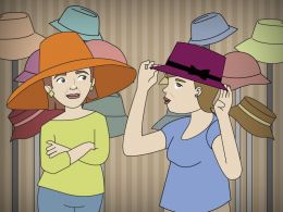 Mujeres jubiladas probándose sombreros