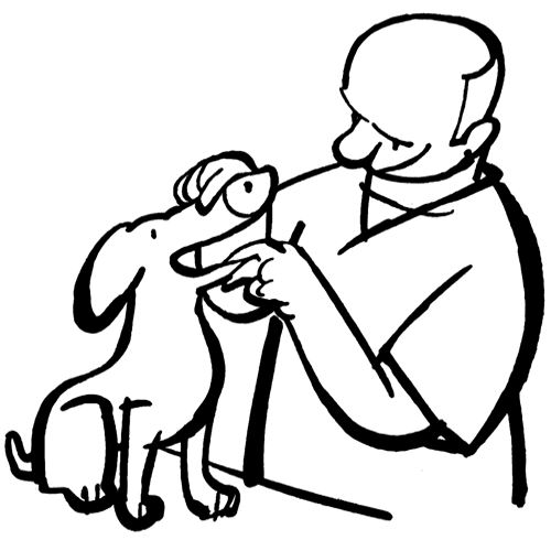 Colorear un veterinario con un perro
