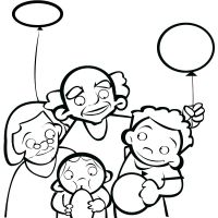 Colorear abuelos y nietos con globos