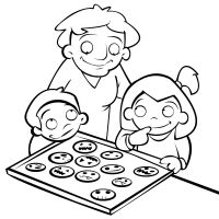 Colorear niños haciendo galletas de halloween con su abuela