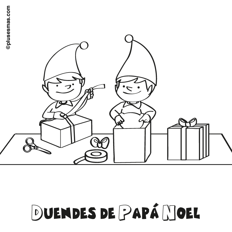 Colorear a los duendes de papá noel