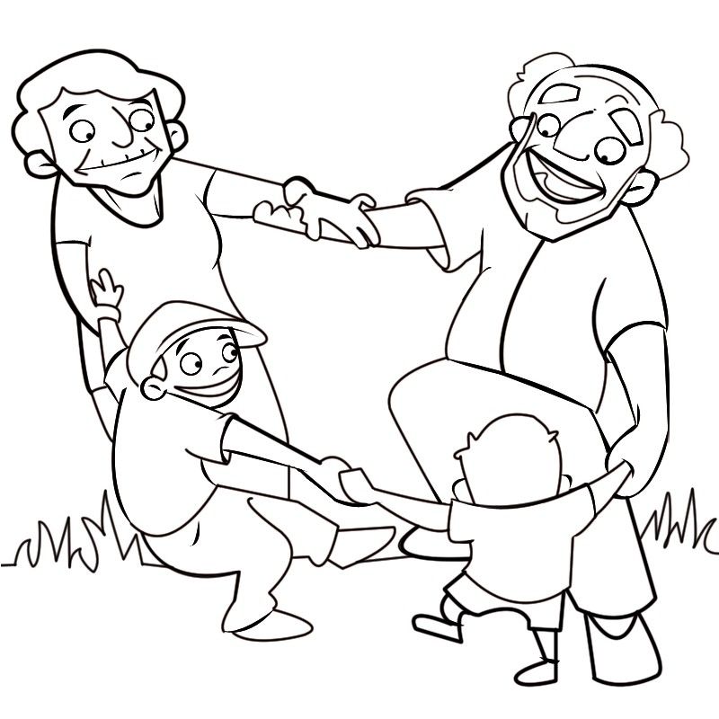 Colorea abuelos jugando al corro de la patata con sus nietos Colorea abuelos jugando al corro de la patata con sus nietos