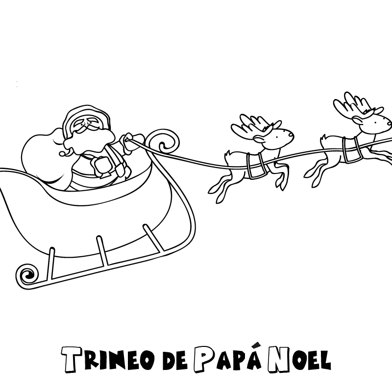 Trineo de papá noel para colorear