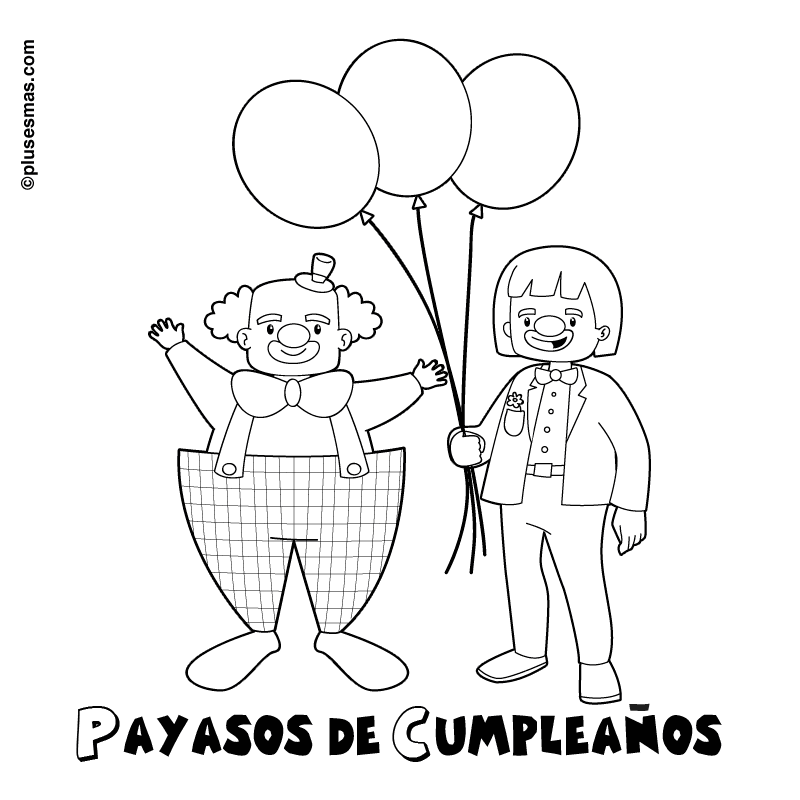 Payasos de cumpleaños para colorear