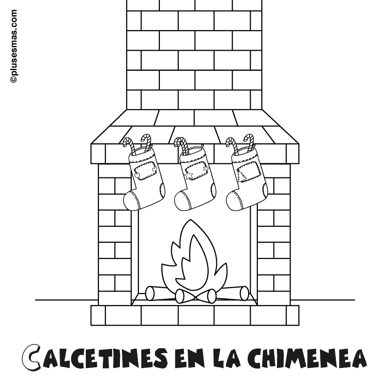 Colorear calcetines de navidad en la chimenea