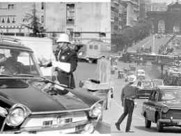 Gorras de taxistas en la Cibeles