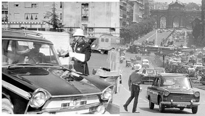 Gorras de taxistas en la Cibeles