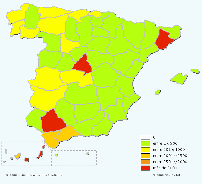 Mapa del apellido Guerra