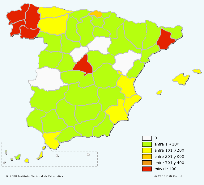 Mapa del apellido Mosquera