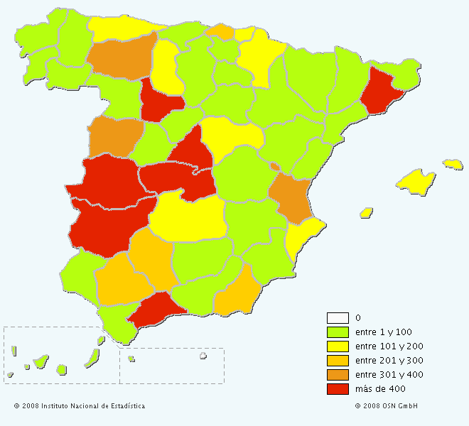 Mapa del apellido Paniagua