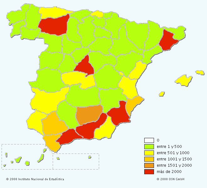 Mapa del apellido Robles