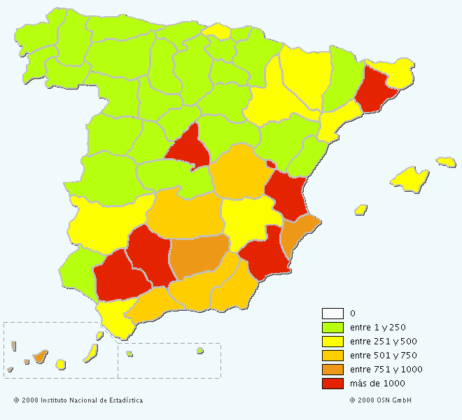 Mapa del apellido Zamora