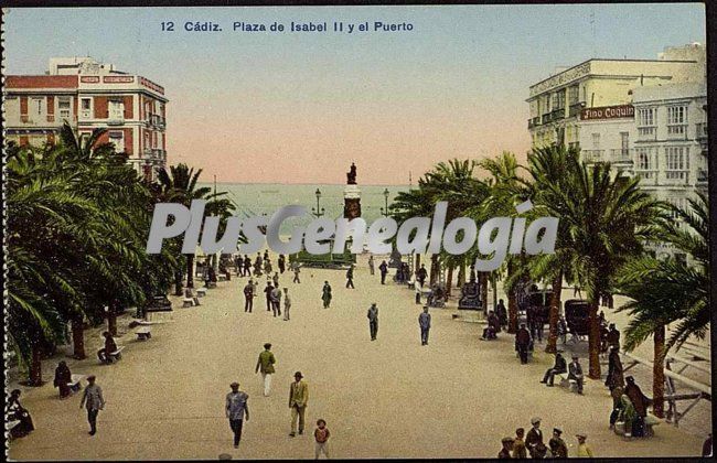 Plaza de isabel ii y el puerto de cádiz (en color)
