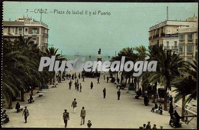 Plaza de isabel ii y puerto de cádiz con apertura al mar (en color)