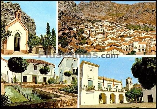 Ermita nuestra señora de los angeles, plaza españa, ayuntamiento y vista general de grazalema (cádiz)