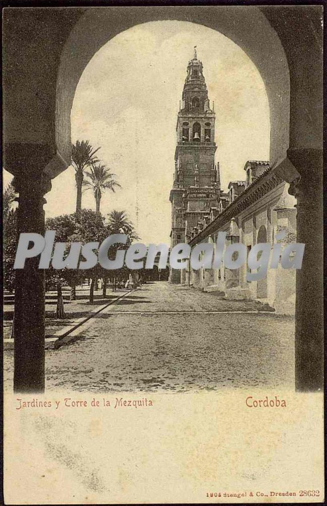 Jardines y torre de la mezquita de córdoba