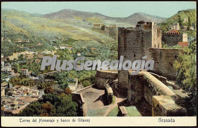 Torres del homenaje y banco de los gitanos de granada