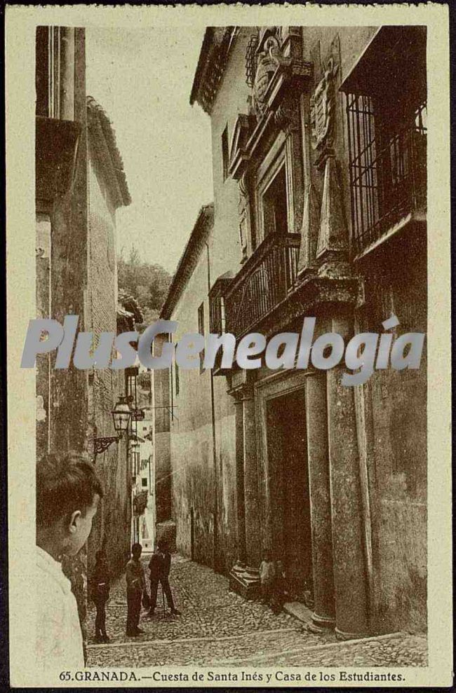 Cuesta de santa inés y casa de los estudiantes en granada
