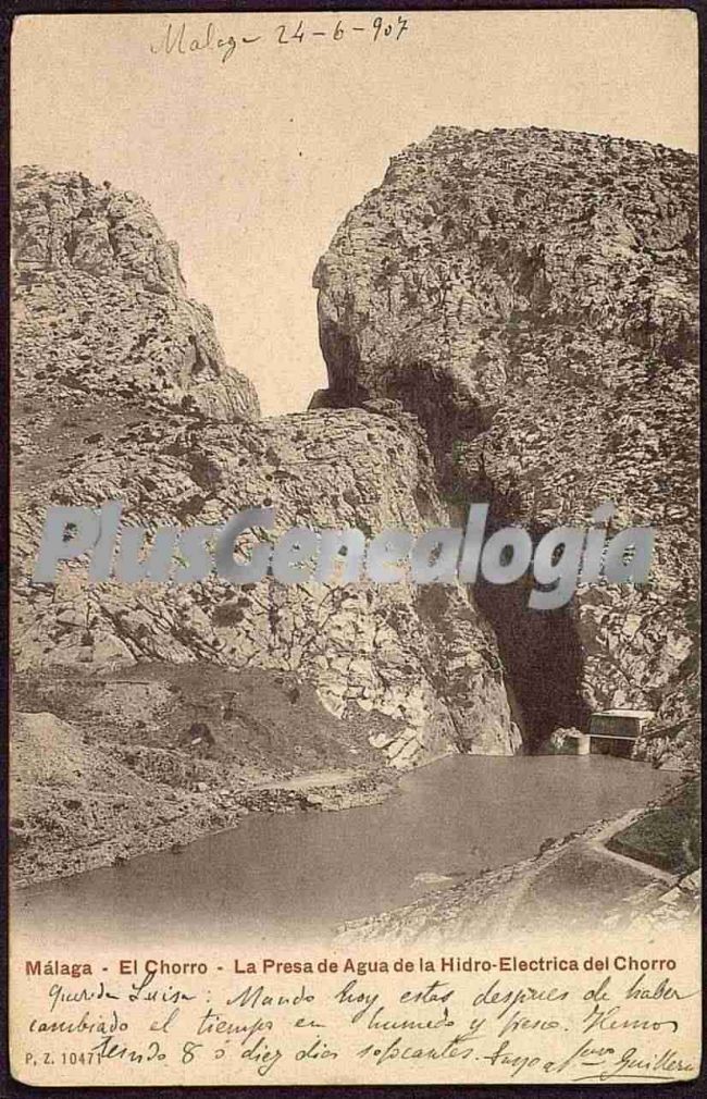 La presa de agua de la hidro - eléctrica del chorro en el chorro (málaga)