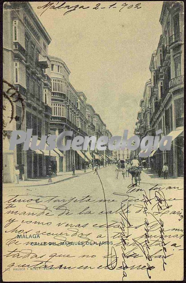 Calle del marqués de larios en málaga (postal dedicada)