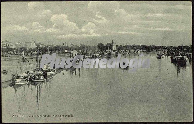 Vista general del puerto y muelle de sevilla