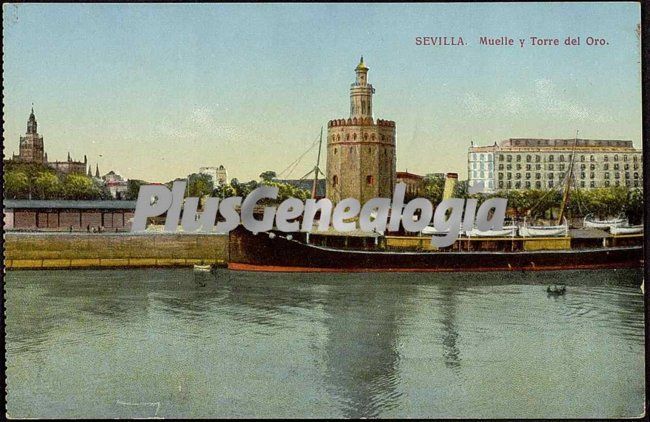 Muelle y torre del oro de sevilla (en color)