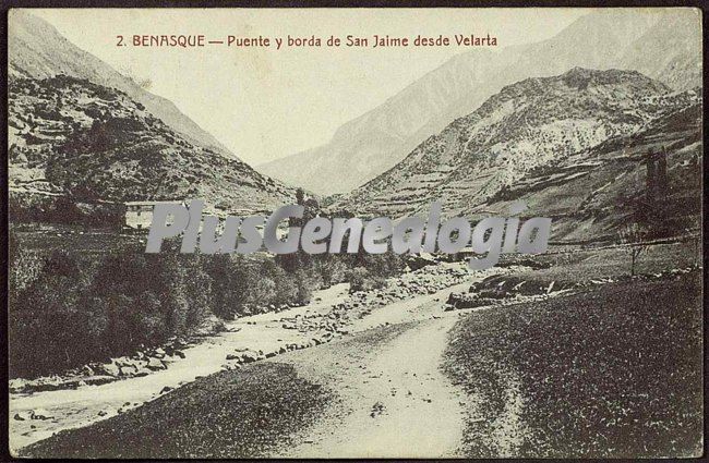 Puente y borda de san jaime desde velarta de benasque (huesca)