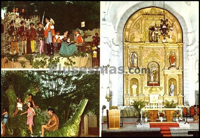Desfile de carrozas y altar mayor de la iglesia parroquial en añover de tajo (toledo)