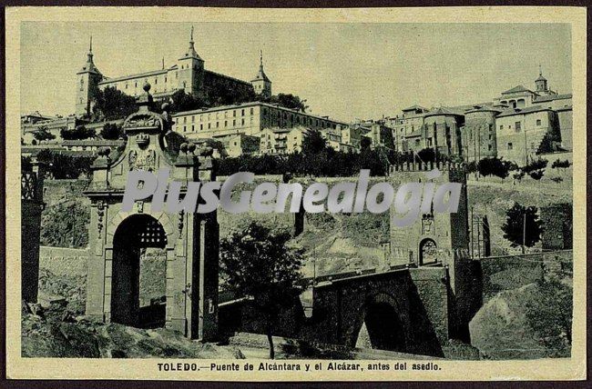 Puente de alcántara y el alcázar de toledo antes del asedio