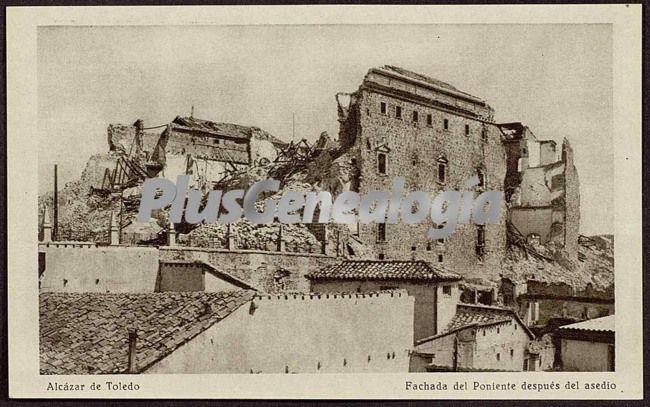 Fachada de poniente del alcázar de toledo después del asedio