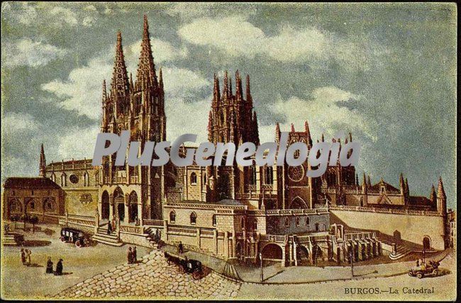 Vista alejada de la catedral de burgos a color