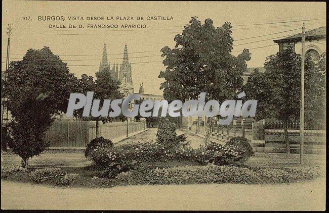 Vista de burgos desde la plaza de castilla. calle de d. francisco aparicio