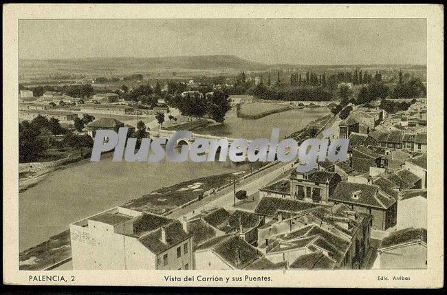 Vista de carrión y sus puentes de palencia