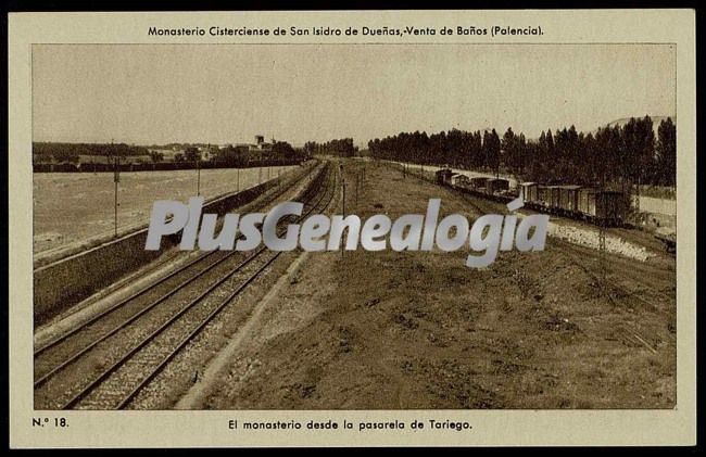 El monasterio de venta de baños (palencia) visto desde la pasarela de tariego