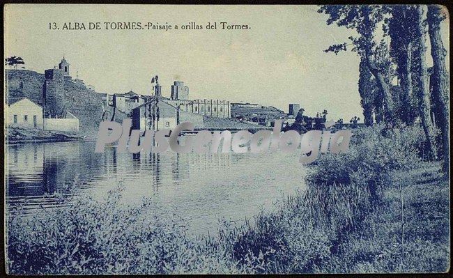 Paisaje a orillas del tormes a su paso por alba de tormes (salamanca)