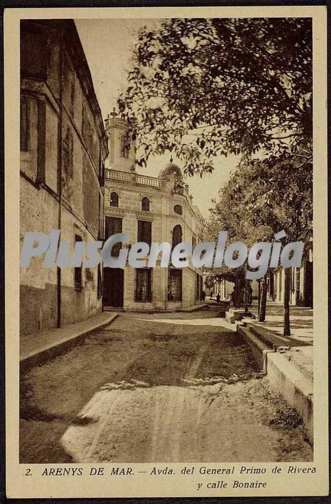 Avenida del General Primo de Rivera y Calle Bonaire de Arenys de Mar (Barcelona)