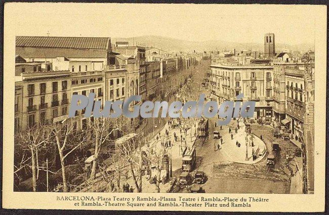 Plaza del Teatro y Rambla en Barcelona