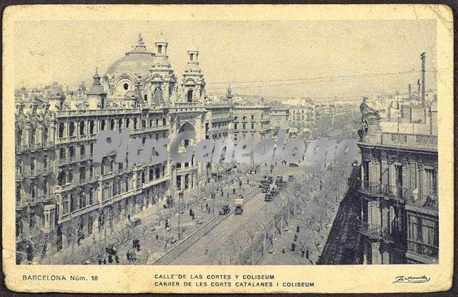 Calle de las Cortes y Coliseum en Barcelona