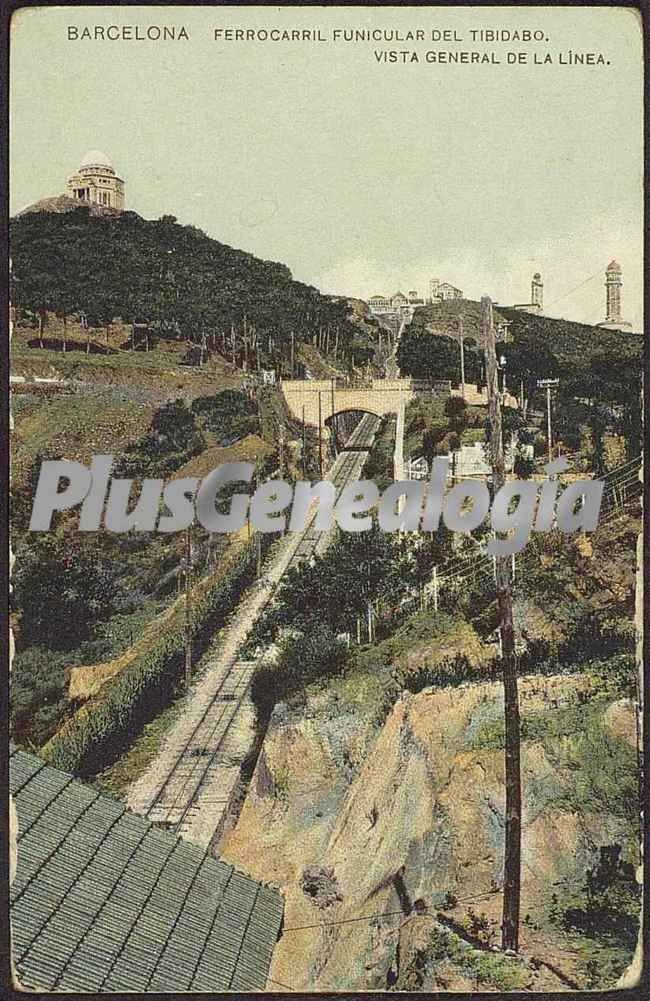Vista general de la línea del ferrocarril Funicular del Tibidabo en Barcelona