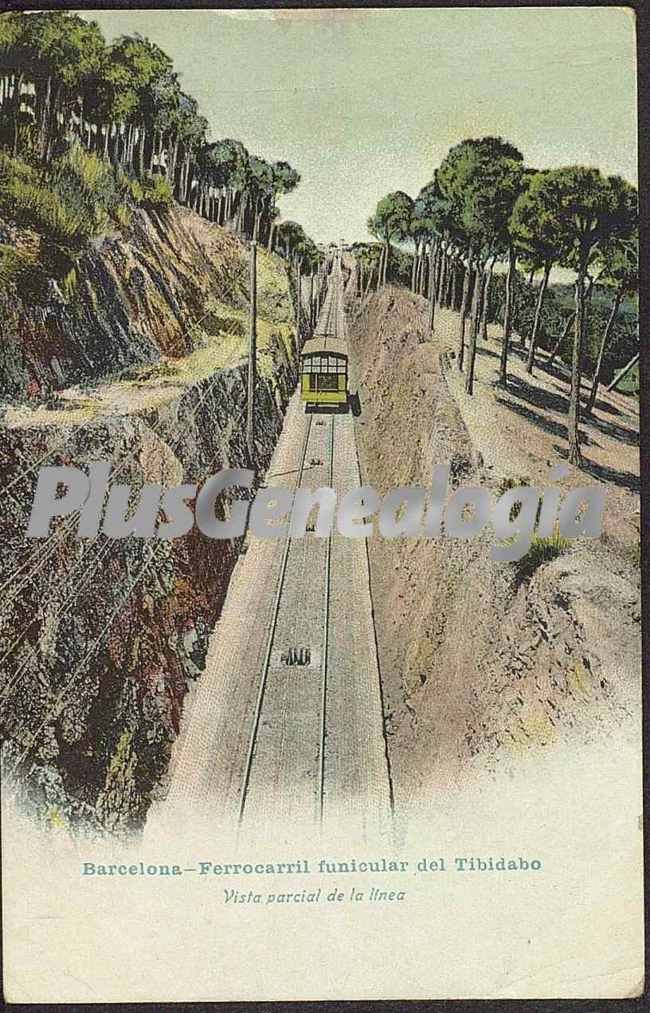 Vista parcial de la línea del ferrocarril Funicular del Tibidabo en Barcelona